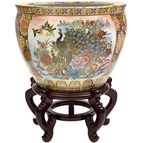 ORIENTAL Furniture Porcelain Planter, 12", Multi