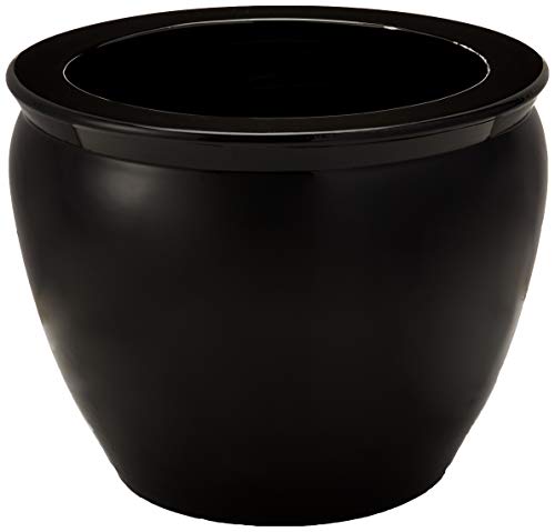 Oriental Furniture 14" Solid Black Porcelain Fishbowl