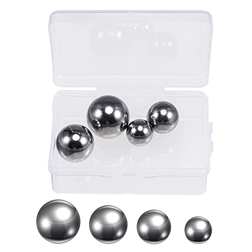 uxcell 4pcs 4 Size Bearing Balls Assortment 304 Stainless Steel 1" 7/8" 3/4" 5/8" with Storage Box