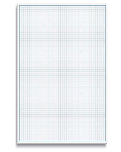 Graph Paper Pad, 17" x 11", 25 Sheets, Blue Line Border, Blueprint Paper, Double Sided, White, 4x4 Blue Quad Rule, Easy Tear Sheets, Grid Paper, Graph Paper by Better Office Products