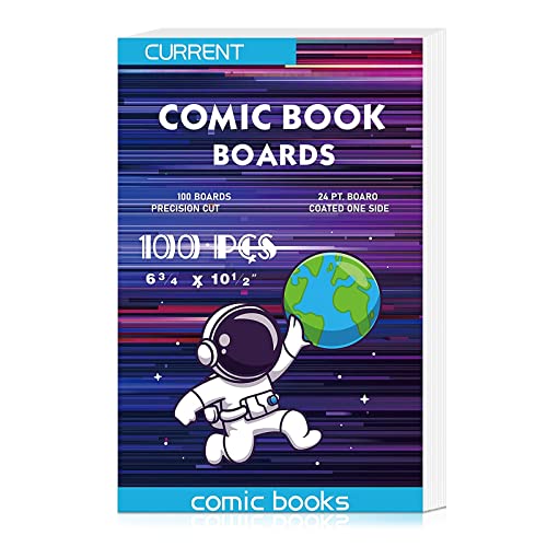 YSCare 100 Comic Book Boards,Current Size Comic Book Boards, Acid-Free Comic Backing Board,Thick and Durable Comic Book Boards for Regular Comics Archival (White)