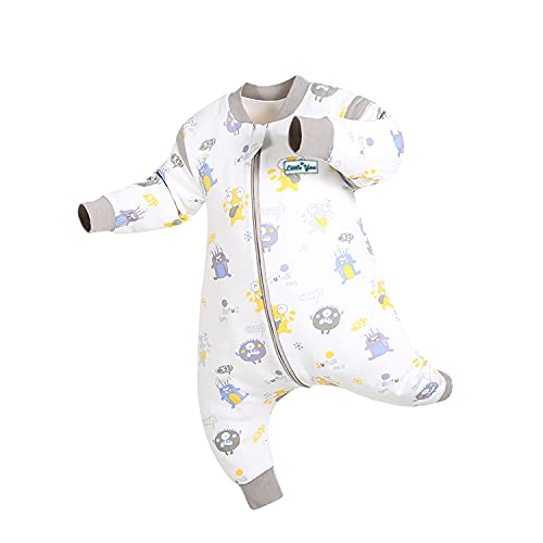 Little You Organic Baby Sleeping Sack with Removable Sleeves and Open Legs/Wearable Blanket / 100% Sea Island Cotton/Oeko-TEX Standard 100 Certified (6-18 months, Monster)