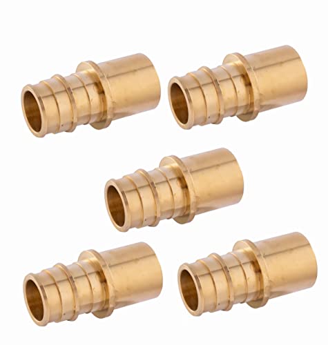 (Pack of 5) EFIELD Pex A Expansion Full Flow Brass Fitting 1/2"x 1/2" Male Sweat Adapter(Inside the Copper Pipe), F1960