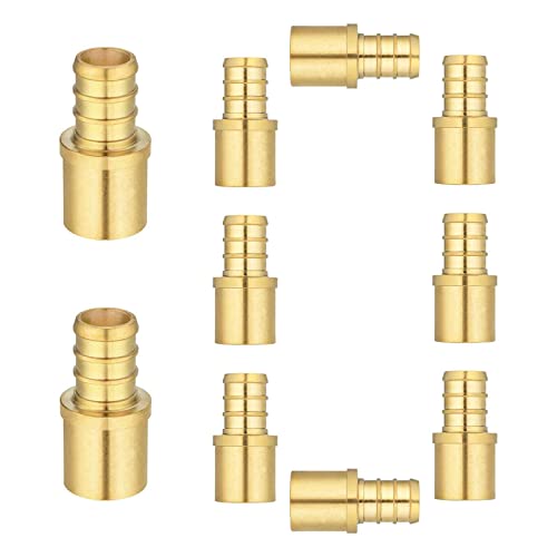 (10 Pack) Lidertik Copper to Pex Fittings 1/2 inch, 1/2" Pex F1807 x 1/2" Male Sweat Adapter Brass