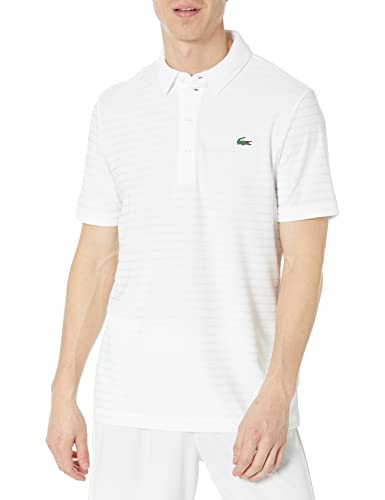 Lacoste Men's Sport Short Sleeve Jacquard Techincal Polo Shirt, White, L