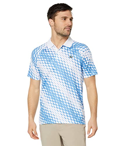Lacoste Men's Contemporary Collection's Short Sleeve Novak Djokovic Sport Ultra Dry Polo Shirt, White/Ethereal, Medium