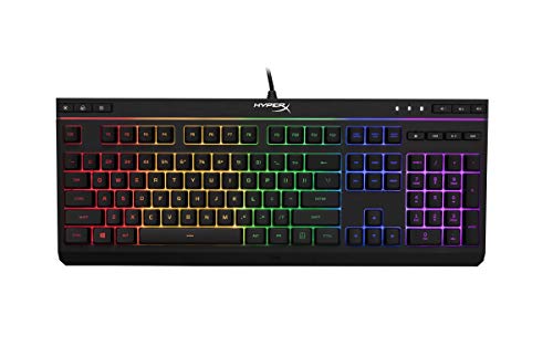 HyperX Alloy Core RGB  Membrane Gaming Keyboard, Comfortable Quiet Silent Keys with RGB LED Lighting Effects, Spill Resistant, Dedicated Media Keys, Compatible with Windows 10/8.1/8/7  Black