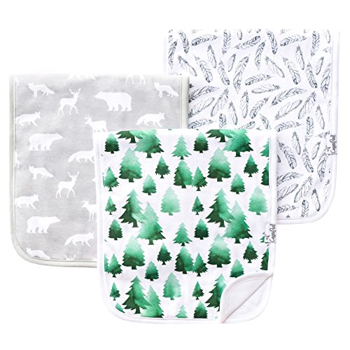 Copper Pearl Baby Burp Cloth Large 21''x10'' Size Premium Absorbent Triple Layer 3 Pack Gift Set for Boys Woodland Set