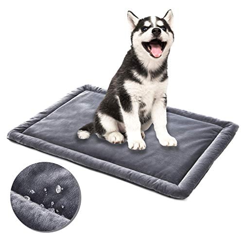 Allisandro Water-Proof Dog Bed, Washable Mat Crate Pad, Durable Pet Beds Soft Dog Mattress, Anti-Slip Kennel Pads for Dogs, Cats and Small Animal, Grey (39.3 x 27.5 Inches)