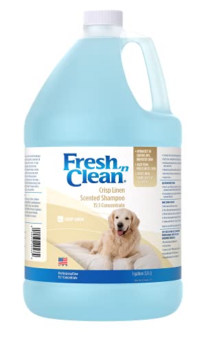 PetAg Fresh 'n Clean Scented Shampoo for Dogs - Crisp Linen Scent - 15:1 Concentrate - 128 fl oz (Makes 16 Gallons)