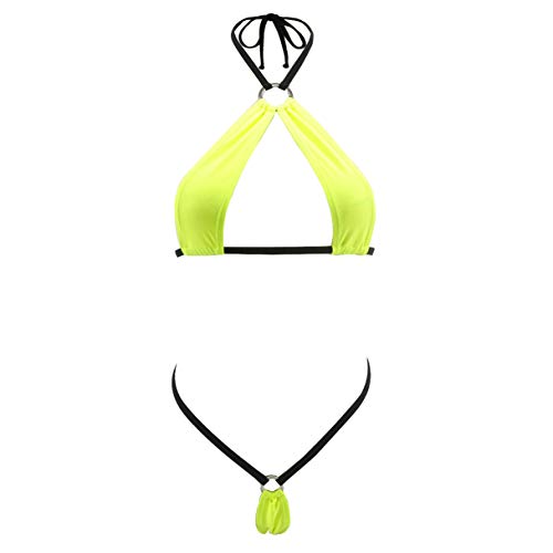 SHERRYLO Sexy Two-Piece Bikini Set Micro Bikinis Mini Swimwear Sunbath Beachwear Chartreuse