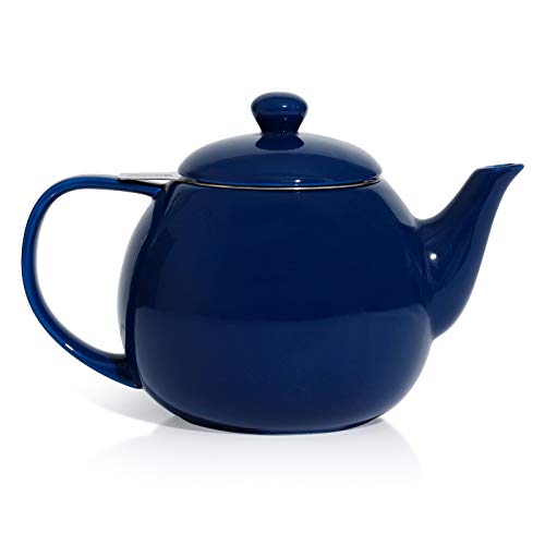 Sweese 221.103 Teapot, Porcelain Tea Pot with Stainless Steel Infuser, Blooming & Loose Leaf Teapot - 27ounce, Navy