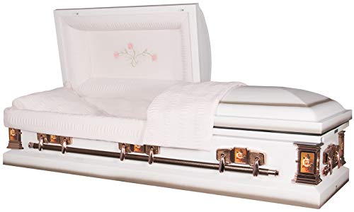 Titan Casket - Paris Rose Steel Casket with Pink Crepe Interior - Handcrafted Funeral Casket, White