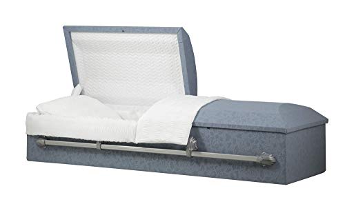 Titan Casket Cloth Covered Casket (Rounded Top) Handcrafted Funeral Casket - Slate Gray Exterior with White Crepe Interior