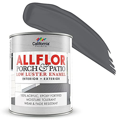 CALIFORNIA PAINTS ALLFLOR Porch, Patio and Floor Enamel Paint, Battleship Gray, 1 Quart, Extremely Durable Water-Based Formula, Ideal for Patios, Pool Decks, Basements & More