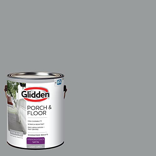 Glidden Grab-N-Go Porch and Floor Interior/Exterior Paint, 1 Gallon, Satin, Light Gray