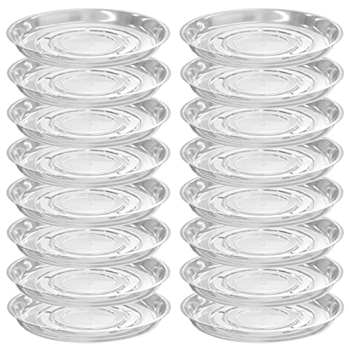 16 Pack Clear Plastic Plant Saucers 16 inch Plant Trays for Pots Plant Plate Dish for Indoor Planters Flower Pots Plant Saucer Drip Trays, Bulk