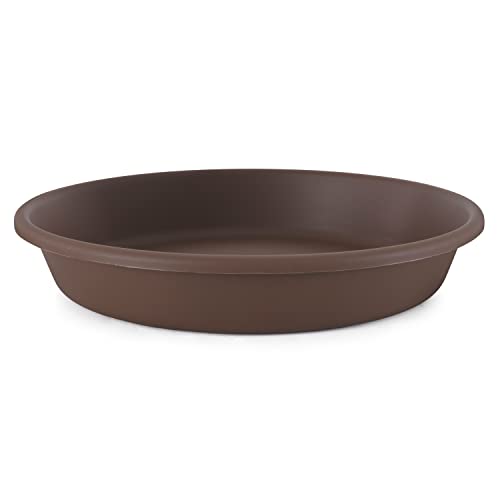 The HC Companies 16 Inch Round Plastic Classic Plant Saucer - Indoor Outdoor Plant Trays for Pots - 16"x16"x3" Chocolate
