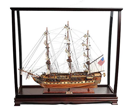 Handcrafted Nautical Home dcor USS Constitution Large with Table TOP Display CASE Assembled Wooden Tall Ship Replica Model Boat