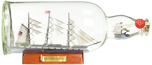 Hampton Nautical USS Constitution Model Ship in a Glass Bottle, 11"