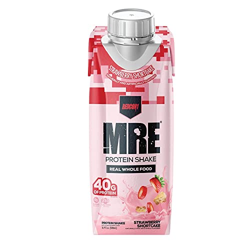 REDCON1 MRE Ready to Drink Protein Shakes, Strawberry Shortcake - Protein Drinks with Whole Food Sources - Sugar Free RTD Shake Formulated to Fuel Athletes at Any Time (12 Pack)