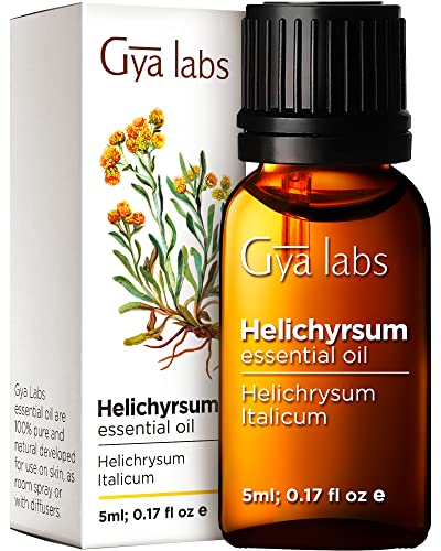 Gya Labs Pure Helichrysum Oil for Skin - 100% Therapeutic Grade Helichrysum Oil for bruising - Helichrysum Essential Oil Organic for Skin & Aromatherapy (0.17 fl oz)