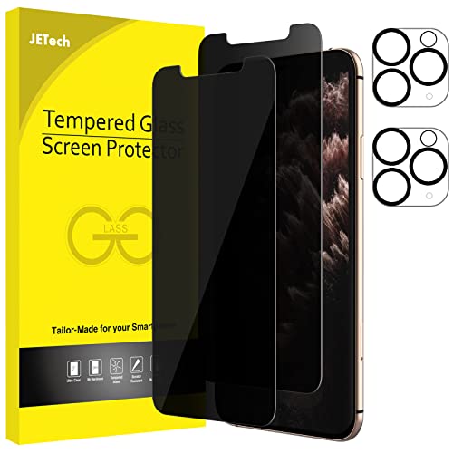 JETech Privacy Screen Protector for iPhone 11 Pro 5.8-Inch with Camera Lens Protector, Anti Spy Tempered Glass Film, 2-Pack Each