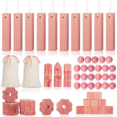 Deluxe 80 Pk, Cedar Blocks for Clothes Storage, Aromatic Red Cedar Balls, Planks, Rings, Sachets, Closet Freshener