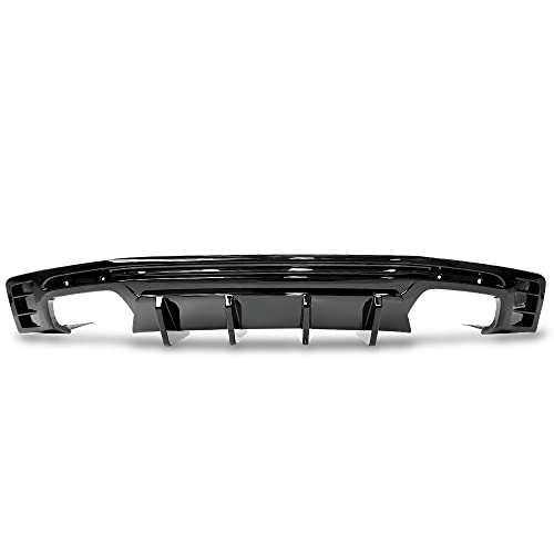 IKON MOTORSPORTS Rear Diffuser Bumper Lip Compatible With 2016-2023 Chevrolet Camaro Glossy Black PP Ikon Style Valance Lower Body Protection Part