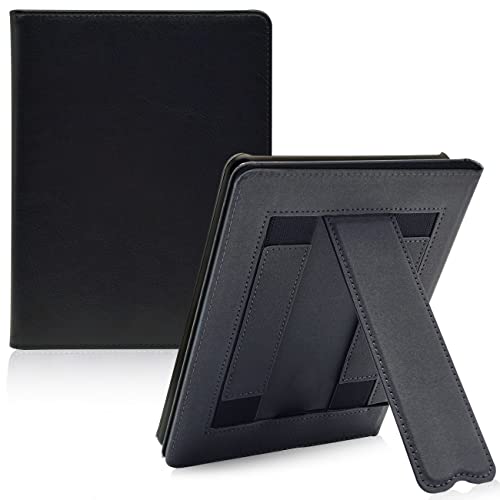 GOVTVA Case for 6.8" Kindle Paperwhite 11th Generation 2021 and Kindle Paperwhite Signature Edition 2021 Released Cover with Auto Sleep/Wake/Double Hand Strap/Stand (Gentleman Black)