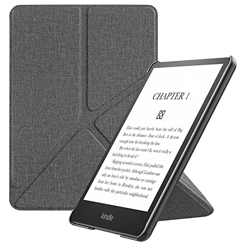 MoKo Case for 6.8" Kindle Paperwhite (11th Generation-2021) and Kindle Paperwhite Signature Edition, Origami Standing Shell Cover with Magnetic PC Back Cover for Kindle Paperwhite 2021, Denim Gray