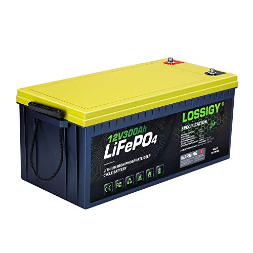 LOSSIGY 12V 300Ah LiFePO4 Lithium Battery, 3840Wh Power Supply Built-in 200A BMS, Perfect for Marine, RV, Solar System, Trailer