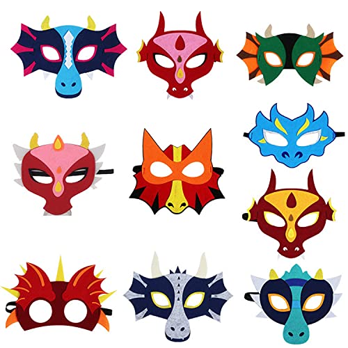 10pcs Cartonn Dragon Dinosaur Theme Animal Face Costume Party Favors Dress Up Costume Set