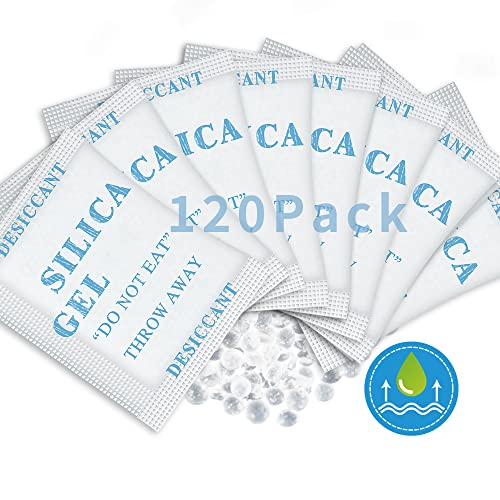 120Pack 5 Gram Silica Gel Packs, Desiccant Packs,Dessicant Packets for Storage, Silica Packets for Spices Jewelry Shoes Boxes Electronics Storage, Food Safe (120 Pack)