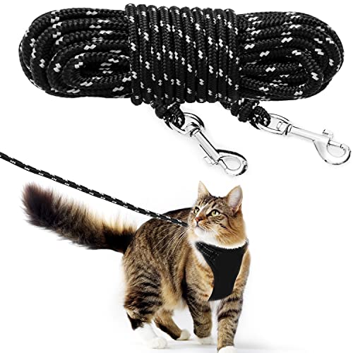 PETPMEEE Cat Leash - 15 ft / 30ft Reflective Long Cat Leash Outdoor for Walking Training Playing - Escape Proof Yard Lead Pet Leash Also for Cats, Small Dogs, Puppy, Kitten, Rabbit