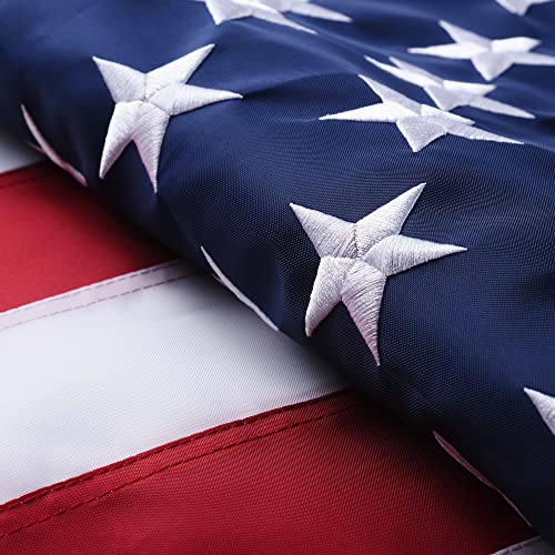 American Flag 4x6 Outside, Polyester US Flags for Outdoor Indoor, Heavy Duty Durable, Deluxe Embroidered Stars, Brass Grommets, Sewn Stripes, Vivid Color, Fade Resistant and waterproof