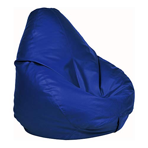 Ample Decor Leather Bean Bag Cover (No Filling), Plush Toys Storage Soft Leatherette, Water Resistant, Durable Construction Sturdy Zipper, Ideal for Teenagers, Adults  Blue