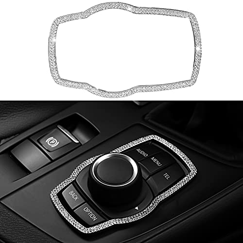 QKSD Multimedia Circle for BMW 2 3 4 5 6 7 Series Interior Decorations bling Crystal Decal Multimedia Knob Covers F01 G01 F15 G05 F30 F10 G30 BMW X1 X2 X3 X4 X5 X6 M5 Z4 Interior Accessories Silver