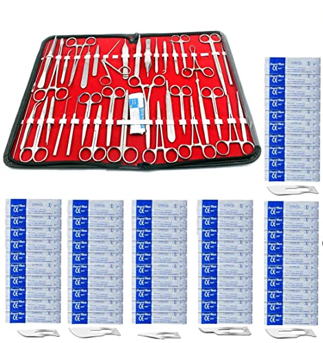 OdontoMed2011 157 PCS Advanced Dissection Set for Anatomy & Biology Students with 1 Scissors ! Forceps ! HEMOSTAT-! Blades - CASE - LAB Veterinary Botany Stainless Steel Set for Frogs Animals ETC