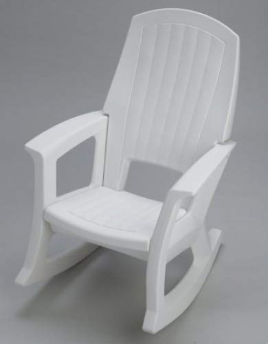 Semco Plastics Rockaway Heavy Duty Resin Outdoor Rocking Chair, Low Maintenance All-Weather Porch Rocker with Easy Assembly for Deck and Patio, 600 Pound Capacity, White