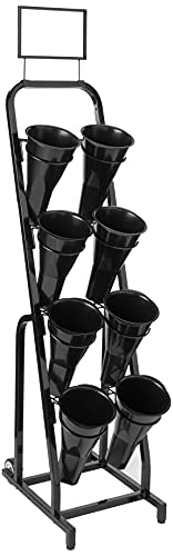 Floral Cart with 8 Plastic Vases and Sign Frame in Black; Overall Dimensions 15 1/2" W x 69"H x 20"D