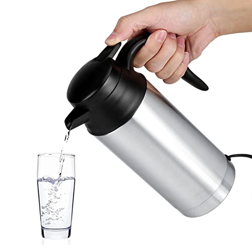 Car Electric Bottle, 12V 750ml Stainless Steel Electric Car Kettle Heating Cup Coffee Mug Travel Water Bottle