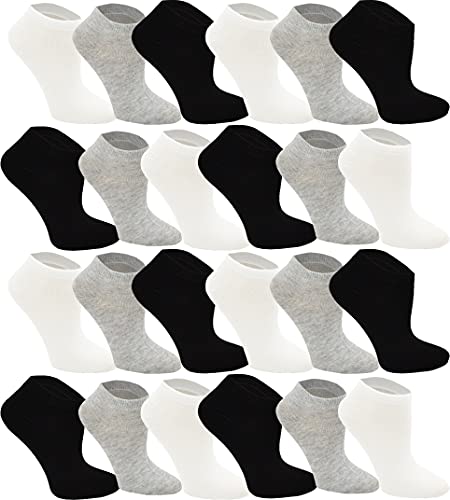 24 Pairs Thin Low Cut Ankle Socks for Men, Comfortable Lightweight Breathable Bulk Pack Wholesale (Assorted White/Black/Gray)