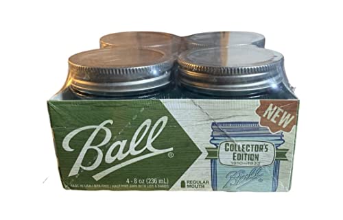Ball 1440069053 8 Oz Collector'S Edition Aqua Vintage Canning Jar With Lids & Bands 4 Count