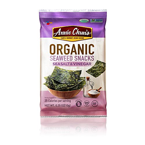 Annie Chun's Organic Seaweed Snacks, Sea Salt & Vinegar, USDA Certified Organic, Vegan, Gluten Free & Non-GMO, 0.35 Oz (Pack of 12)