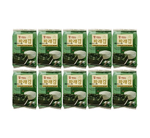 Korean Premium Roasted and Lightly Sea Salted Seasoned Seaweed & Nori Individual Snack 5g (10 Pack)