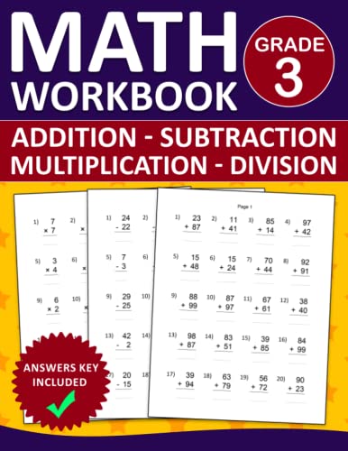 Math Workbook For Grade 3 Addition,Subtraction,Multiplication,Division Exercises With Answers Key: Math Practice Workbook With 800 Exercises For Grade ... Grade 3 | Math Exercises book for 3rd Grade