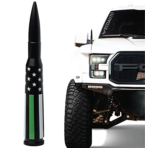 EcoAuto Badass Car Antenna Replacement for Dodge Ram & Ford F150 F250 F350 Super Duty Ford Raptor Bronco Trucks - Anti-Theft Design - Radio Antenna for Truck 1990 - Current (American Flag Military)