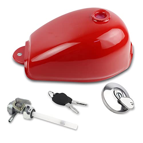 FLYPIG Fuel Gas Tank for Honda Mini Trail Z50 Z50J Z50R with Cap,Keys and Petcock fit 1979 - 1999 Monkey Z50 Bike Z50R Z50J Bike Red Color Petrol Tank New