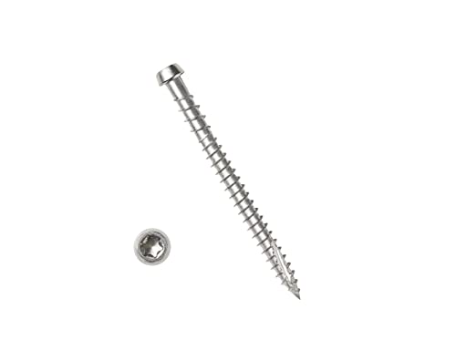 Generic Composite Decking Stainless Steel Wood Screw, 10x2-1/2In,Star Drive,Torx 20, Type 17 Slot Point,Wood Screw,1 Free Bit Included (#10X2-1/2, 350), SS316NC212350
